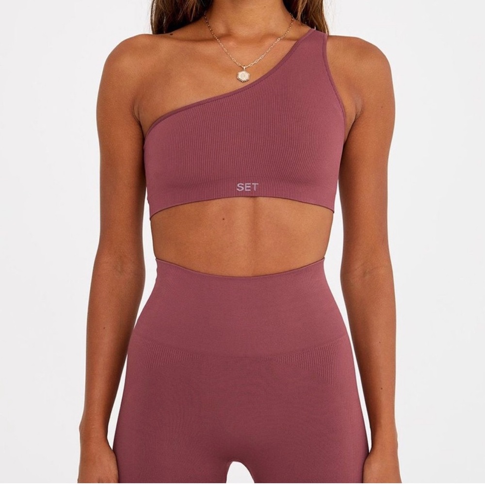 SET Active - Sculpt flex - Ribbed One Shoulder Bra - Canyon